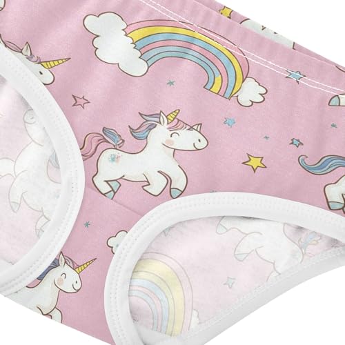 Wusikd Cute Unicorns Girls' Underwear Cotton Rainbows Pink Girls Briefs Soft Toddler Underwear 2T4