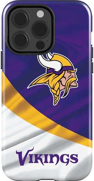 Skinit Impact Phone Case Compatible with iPhone 15 Pro - Officially Licensed NFL Minnesota Vikings Black & White Design