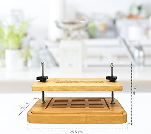 Joejis Bamboo Tofu Press Set With Strainer & Drainer Drip Tray - Wood Tofu Kit - Improve Texture and Flavour - Eco Friendly