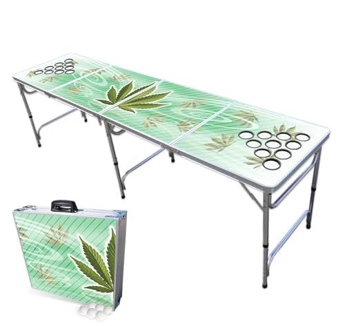 PARTYPONG 8-Foot Folding Beer Pong Table w/Cup Holes - High Times Edition