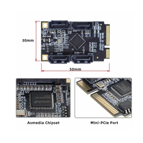 Adaptateur PCIe vers 4 Ports SATA 3.0 mini PCI Express A+E