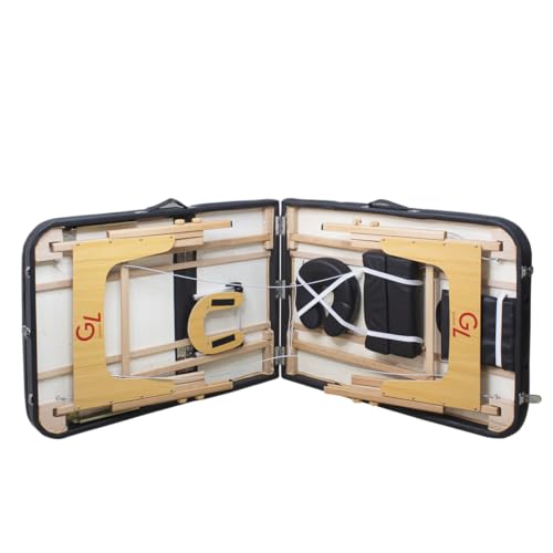 Maca Dobrável Madeira 350kg Estética Massagem Portátil Cor Preto - Gold - Modelo Top 1,90x70cm