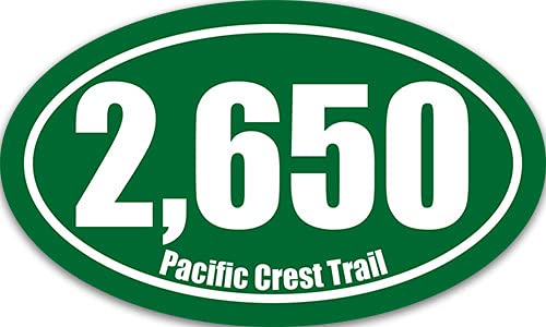 Oval 2,650 Pacific Crest Trail Miles Sticker (Hiking Hike pct 2650 Hiker Vinyl Decal for car Truck or Laptop (3 x 5 inch)