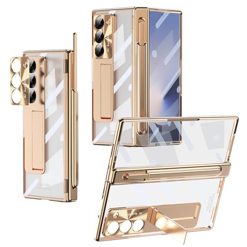 Coque Galaxy Z Fold 3 transparente haut de gamme avec finitions or