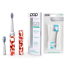 Pop Sonic Electric Toothbrush Red Bubbles Bonus 2 Pack Replacement Heads - Travel Toothbrushes w/AAA Battery | Kids Electric Toothbrushes with 2 Speed & 15,000-30,000 Strokes/Minute