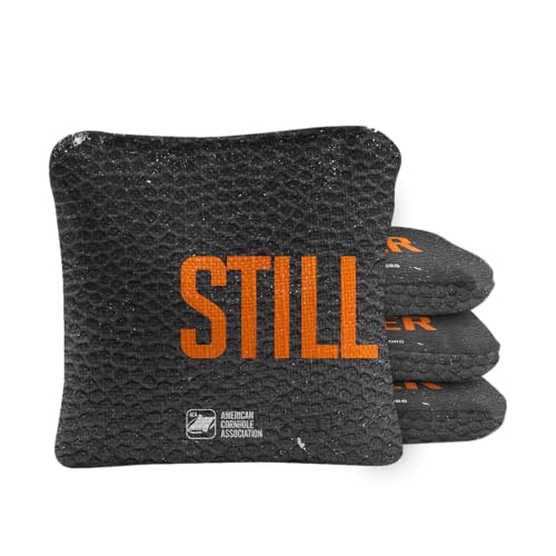 ACA Synergy Pro Dual Sided Cornhole Bags | Stillwater Black Design | Set of (4) All-Weather Resin Filled Stick & Slide Corn Hole Bags