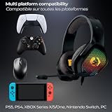 EMPIRE GAMING - H-3 Gamer RGB - do PS5, PS4, Xbox, Switch, PC, Mac, smartfonów, tabletów - Pilot - Dźwięk stereo o wysokiej rozdzielczości - Elastyczny mikrofon - czarny