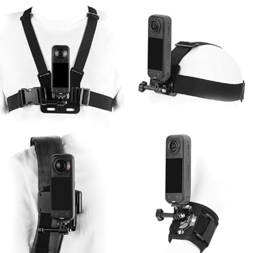 JFX Accessories Kit for Insta 360 X5 X4 Air, Insta360 One X5 X4 X3 X Camera, Chest Mount Head Strap Harness Backpack Clip Holder Wrist Strap, 360°Rotating Adapter + Quick Release for Accessory Bundle