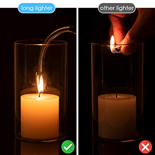 Candle Lighter, Plasma Electric Arc Lighters With 360¡Ã Flexible Long Neck And Led Battery Display, Usb Rechargeable Windproof Flameless For Camping Kitchen Grill Candle (Black) #TOP2
