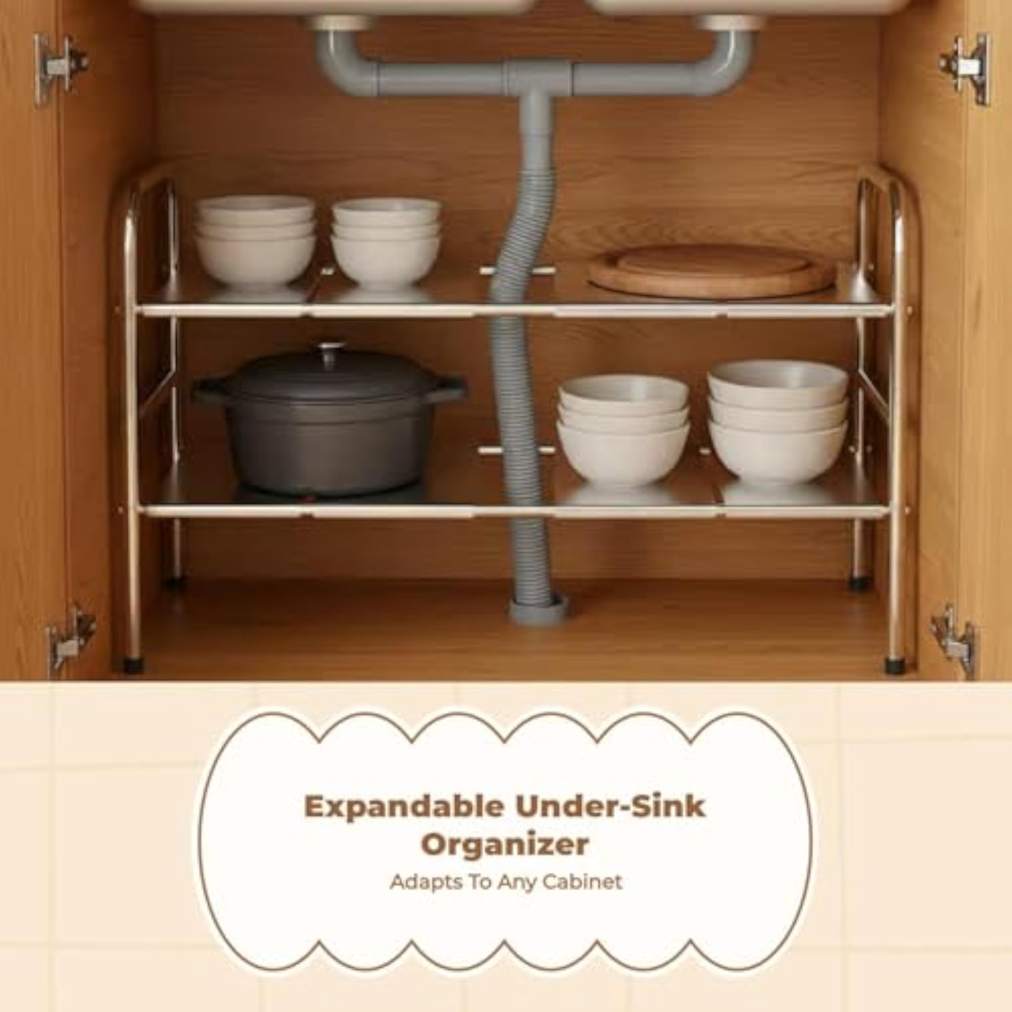 Under Sink Organizer, Expandable Storage Shelf