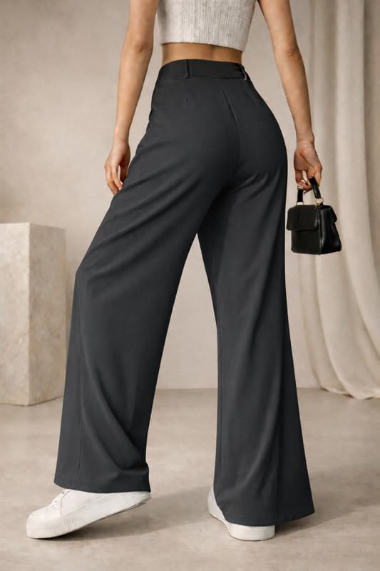 Image of Twill Regular Fit High-Waist Korean Trousers for Women & Girls | Casual Pants Outings