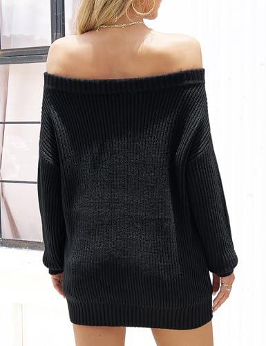 Image of VIMPUNEC Womens Off Shoulder Color Block Sweater Oversized Pullover Top