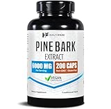 Healthfare Pine Bark Extract 6000mg French Maritime | 200 Vegan Capsules | Standardized 95% OPC Proanthocyanidins | Antioxidant Herbal Supplement | Non-GMO, Gluten-Free | Made in USA