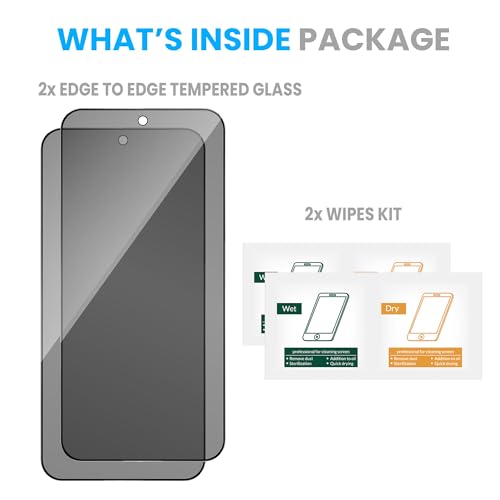 Image of ArmourPro Anti-Spy Privacy Tempered Glass for OnePlus 13s - Anti Peeping Screen Protector, Edge to Edge Full Coverage, 9H Hardness, Easy Installation Kit | Pack of 2