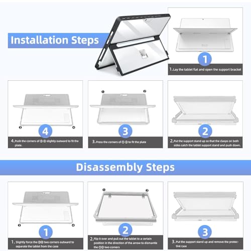 Coque rigide Microsoft Surface Pro 9 10 11 transparente robuste antichoc 13 pouces Type Cover - 6