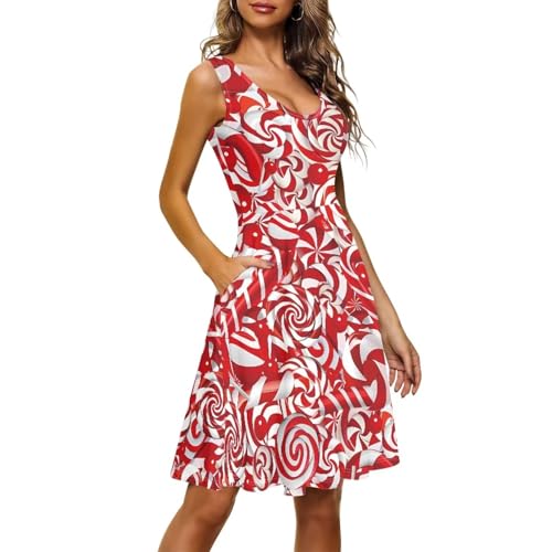 Image of TOADDITDO Womens Summer Sleeveless Tank Dress with 2 Side Pockets XS-4XL Plus Size