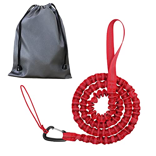 MisFox Cuerda de remolque elástica para bicicleta infantil con gancho de seguridad y bolsa de almacenamiento, cuerda de remolque extensible de 10 a 10,8 pies, hasta 500 lb/225 kg, color rojo Cover