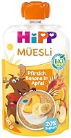 HiPP Müesli Pfirsich Banane in Apfel mit Joghurt, Quetschie ab 1 Jahr, (6 x 120g)