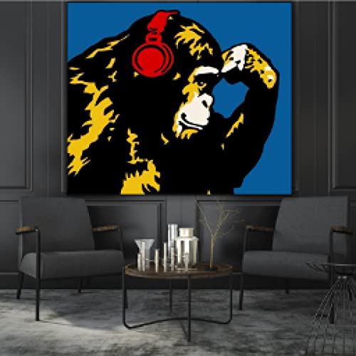 Toile graffiti animal orangutan sans cadre impression jet d'encre coloree 20x20cm