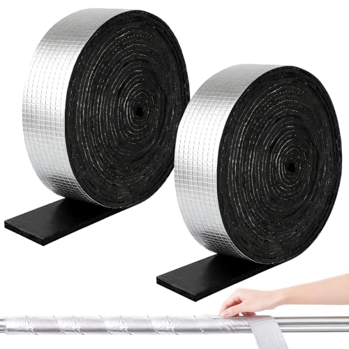 2 Rollen Rohrisolierung Schaumstoff, Isolierung Kanal 10 m x 5 cm Selbstklebend, Isolierung zum Wickeln für Heizungsrohre, Rohrumwicklung und Rohrschutz Isolierband