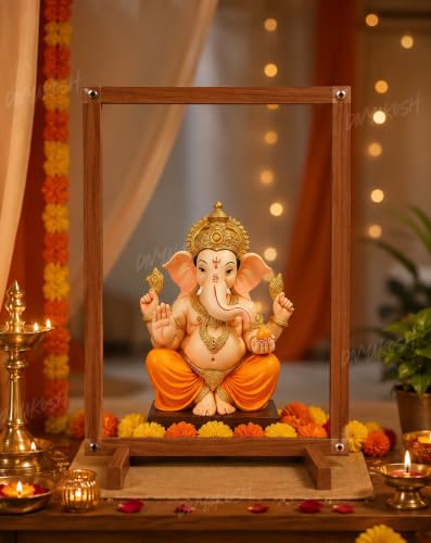 Image of Divyakosh Wooden Mandap Stand for Ganpati Decoration, Navratri, Durga Pooja & Home Decor | 2-Way MDF Backdrop Frame, 30 x 24 Inch