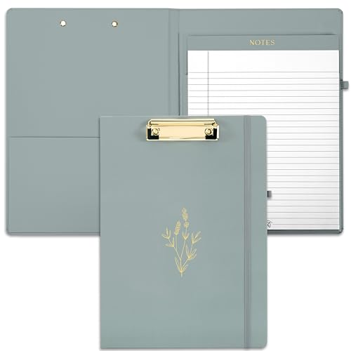 Image of Aesthetic Clipboard Folio with Refillable Lined Notepad & Interior Pocket - Cute Padfolio /Legal Pad Holder for Women - Easily Organize Notes at Work, School, or Home