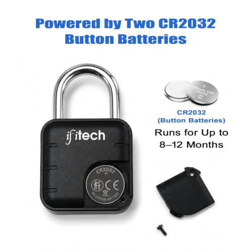Image of IFITech Smart Fingerprint Padlock | Biometric Padlock | Keyless Lock | Stores Up to 20 Fingerprints | Fingerprint Lock for Gym Locker, Cabinet, Drawer, Luggage & Personal Spaces | Black, Made In India