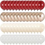 BTZO バルーン 風船 50個入 10インチ レトロカラー くすみホワイト クリア ドット柄 飾り付け 誕生日 パーティー 記念日 結婚式 プロポーズ お祭り 文化祭 レッド アイボリー シャンパンゴールド 4色アソート