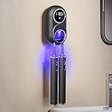Wall Mounted Toothbrush Holder, Toothbrush Covers with 2 Toothbrush Slots, Portable Cleaning Box for Electric and Manual Toothbrushes, Inductance Cleaner Case Without Drilling (Black)