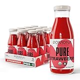 Pomona Organic Strawberry Juice (Pack of 12), Cold Pressed USDA Organic Juices with 100% Strawberries, No Added Sugar, Not From Concentrate, Vegan, Kosher, Non GMO, Pasteurized, 8.4 oz Glass Bottles