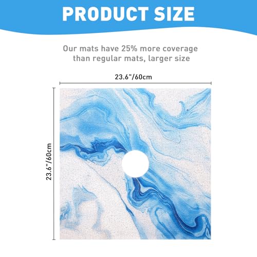 Image of Square Shower Mat Non Slip: 24 x 24 Inch Extra Large Shower Mats with Drain Hole in Middle - PVC Loofah Anti Slip Shower Floor Matt for Inside Shower