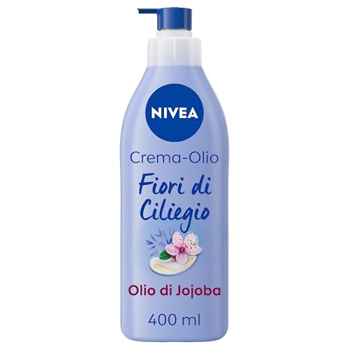 NIVEA Kirschblütenöl & Jojobaöl 400 ml, Feuchtigkeitscreme 48h, duftende Körpercreme mit Jojobaöl und Kirschblütenduft… – Ansicht 1