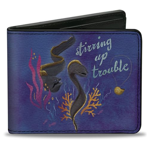 Buckle-Down Disney Wallet, Bifold, Little Mermaid Flotsam and Jetsam Stirring Up Trouble Blues, Vegan Leather