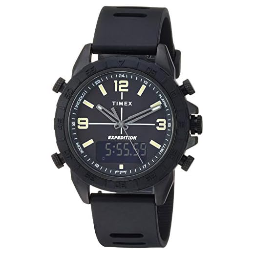 Timex Men's TW4B17000 Expedition Pioneer Combo 41mm Black Silicone Strap Watch