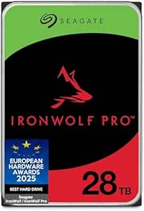 Seagate IronWolf Pro 28TB NAS Internal Hard Drive 3.5" 7200RPM CMR 512MB Cache SATA 6GB/S Includes Rescue Service (ST28000NTZ00)