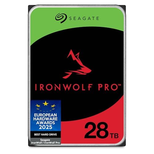 Seagate IronWolf Pro 28TB NAS Internal Hard Drive 3.5" 7200RPM CMR 512MB Cache SATA 6GB/S Includes Rescue Service (ST28000...