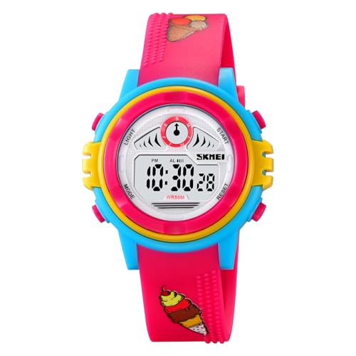 Image of SKMEI Kids Sports Digital Watch, Multi Color Dial Lightweight ABC CaseWatch for Boys & Girls, TPU Soft Rubber Band, Water Resistant 50M, Alarm, Chrono, Date Display Watch for Kids-2266