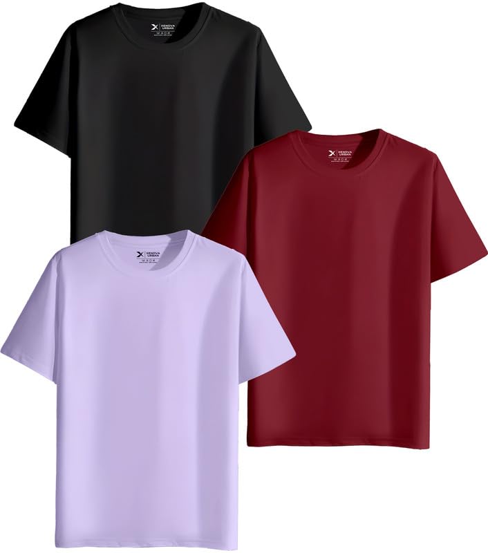 Image of XENOVAURBAN Unisex Regular Cotton Combo of 3 Solid Color Tshirt