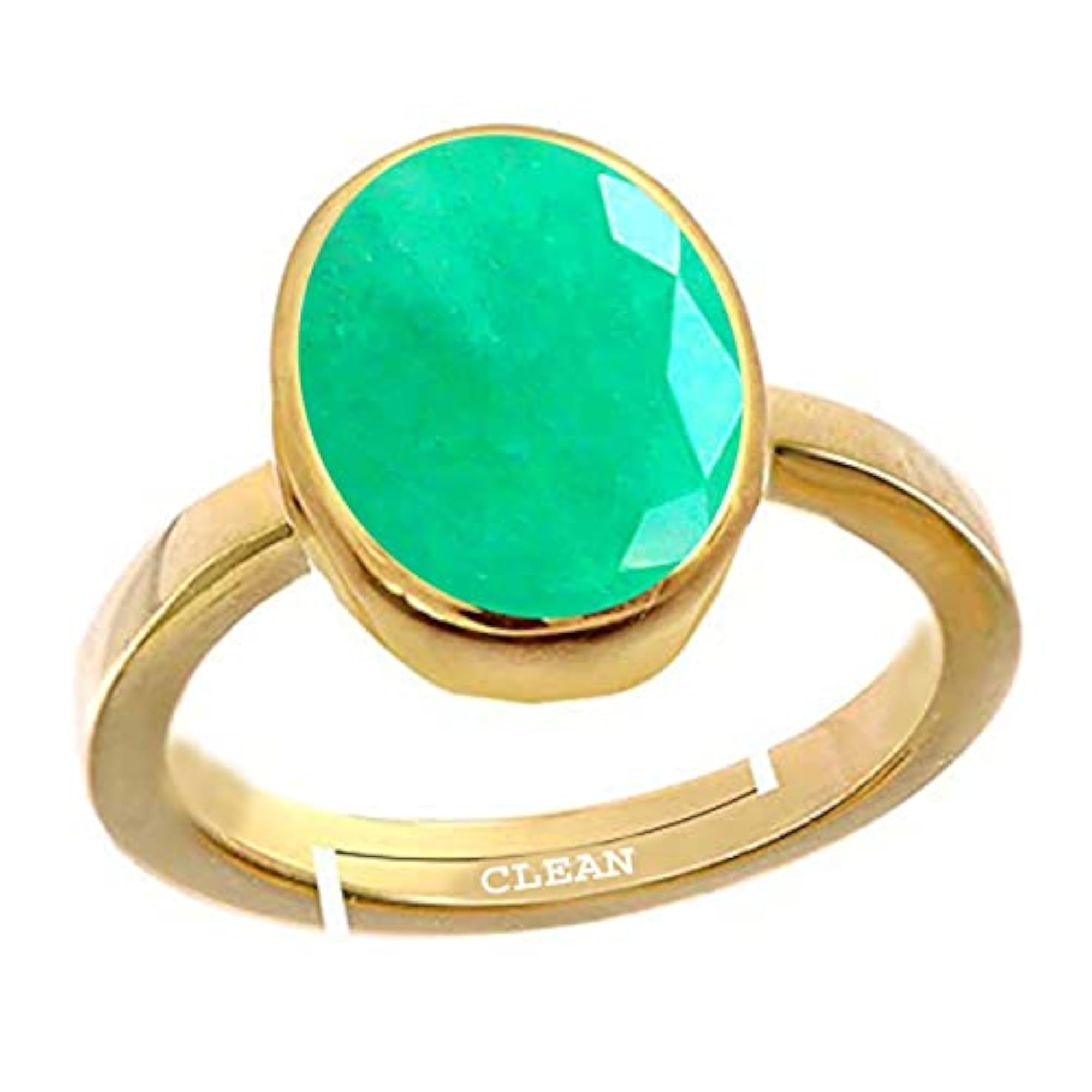 Emerald Gold Plated Adjustable Ring, Unisex