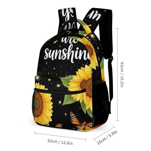 Backpack Book Bags with Lunch Box Storage Bag Backpack Set Daypack with Lunch Bag and Cosmetic Bags (Monarch Butterfly Sunflower (5))2
