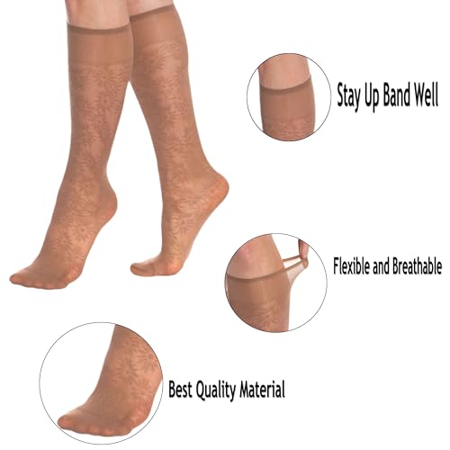 AWS/American Made 3 Pairs Sheer Knee Socks for Women 15 Denier Stretchy Silk Socks3