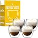 Kitchables - Set of 4 - Glass Coffee or Tea Mugs Drinking Glasses, 8oz