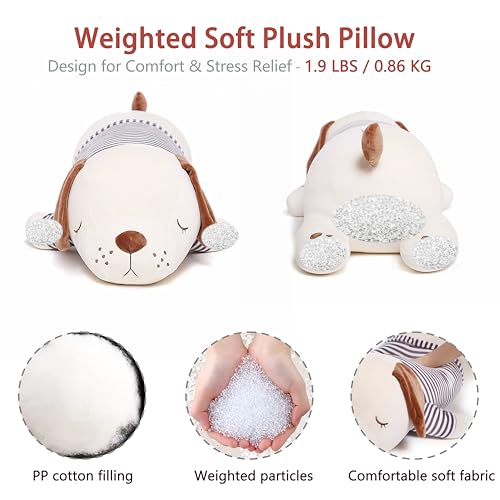 Image of Niuniu Daddy 1.9 lbs Weighted Dog Stuffed Animals, Plush Pillow for Kids | 15 in 1.9 lbs, Heavy sensory lap pad, lying body pillow for sleeping, machine wash, huggable gift, cute plushies