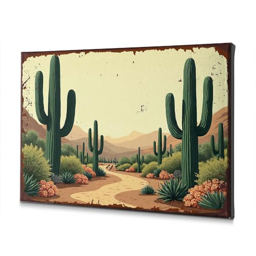 Tableau désert cactus 40x60 cm pour salon chaleureux et déco de baptême