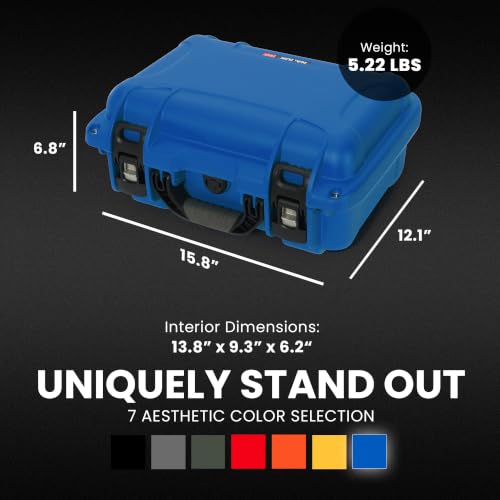 Image of NANUK 915 Hard Case with Cubed Foam - Compact Waterproof Travel Camera Hard Case with Padded Dividers, 13.8 inch x 9.3 inch x 6.2 inch - Dustproof and Impact Resistant, Airline Carry-On Approved - Blue