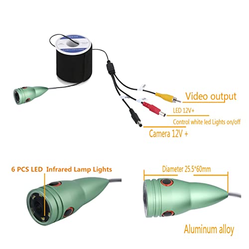 Kamera Wędkarska Underwater Fishing Video Camera Zestaw 100 0TVL 6W IR LED Fisher z 7 cali monitorem koloru 1 0 M 15m 20m 30m Do połowów morskich lodu(09MJ IR 30M)