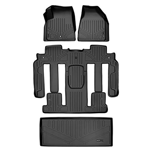 Smartliner Custom Fit 2 Row & Cargo Liner Behind The 3Rd Row Black Floor Mat Liner Set Compatible With 2009-2016 Gmc Acadia/2017 Acadia Limited/2009-2010 Saturn Outlook (2Nd Row Bucket Seats) #TOP22