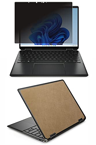 2点セット【画面+天板】ClearView HP Spectre x360 14-ef 14-ef0000 / 14-ef2000 2022/23年モデル対応 覗き見防止 (上下左右4方向) +スキンシール 保護 フィルム 傷防止 日本製 [ゴールド/ラン