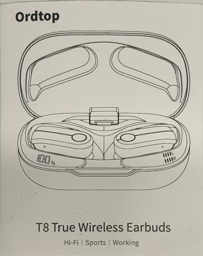 Image of Ordtop Wireless Earbuds Sports, Bluetooth 5.4 Headphones Running Waterproof Earphones with Earhooks, Over Ear Buds, USB-C