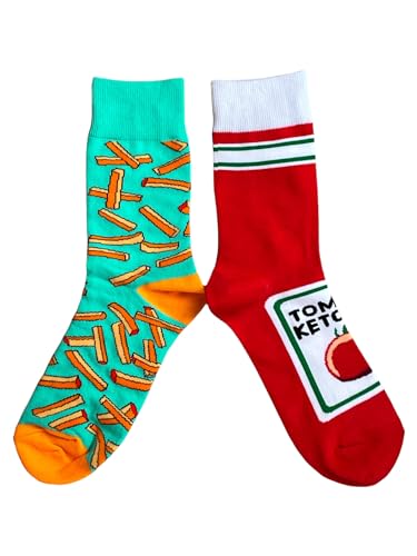 Sock Shack Ladies Tomato Ketchup & Chips/French Fries Odd Socks One Pair Multicolour 4-8 UK/37-42 Eur/6-10 US